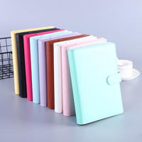 Classeur à feuilles mobiles A5A6 en PVC, lot de 5, avec index magnétique, couverture texturée effet feuille bronzée, reliure spirale cousue