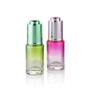 New Arrival Colorful 20ml Round Essential Oil Bottle Aromatherapy Vial Thick Bottom Glass Bottle Dropper