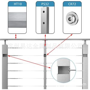 Accesorios de barandilla autoblocantes de acero inoxidable Eda 316 para balaustrada de escalera con terminales de hebilla de rotación retardada - Product Image 4