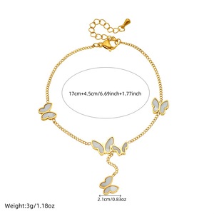 Fashion Charm Bracelets Stainless Steel Gold Tone Butterfly Flower Lip Pendant Women's Jewelry Gift Accessory - Product Image 5