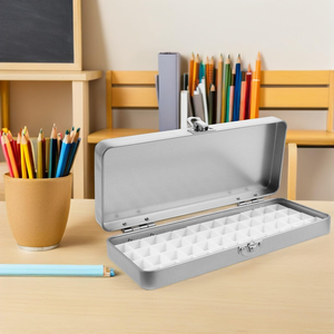 Caja de Almacenamiento Rectangular Premium de Metal con Tapa Abatible para Acuarelas - Product Image 5