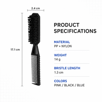 Peigne-brosse 2-en-1 pour barbier, poils en nylon, pour coiffure, nettoyage, barbe, moustache, contrôle des bords, outil de toilettage de poche pour la vente en gros B2B
