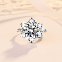 Bague de fiançailles en argent sterling S925 avec diamant moissanite de 5 carats VVS1, motif floral, six griffes