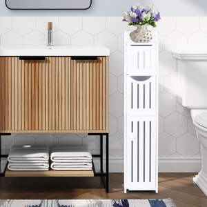 Armoire de rangement pour petits espaces de salle de bain, <span class=keywords><strong>porte</strong></span>-<span class=keywords><strong>papier</strong></span> toilette, support, petite armoire de rangement mince pour salle de bain - Product Image 2