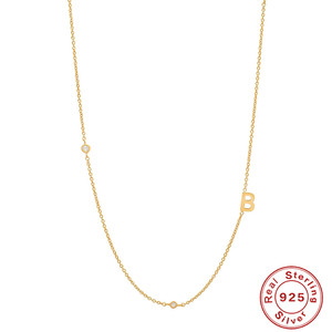 Joyería fina, collares de plata de ley 925, collar de oro minimalista, collar de 26 letras para <span class=keywords><strong>mujer</strong></span> - Product Image 6