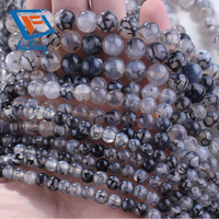 Perles d'agate veinée noire 6-10 mm rondes, pierre précieuse naturelle pour la fabrication de bijoux et l'artisanat fait main