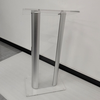 Podio acrílico transparente, lados de aluminio cepillado curvo, púlpito, atril Lucite, pie, escuela, discurso, atriles, púlpitos
