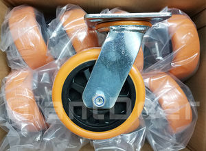 Fabrik preis Heavy Duty Industrial <span class=keywords><strong>Yellow</strong></span> 8 drehbare PU-Rollen mit Schloss - Product Image 5