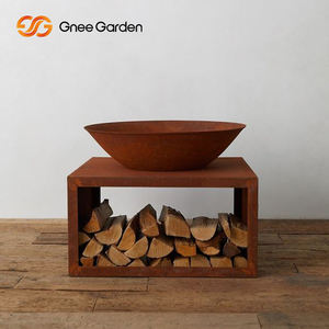 Foyer en métal en acier corten fait à la main design carré rouge rouillé pour jardin extérieur patio fête bois de chauffage - Product Image 5