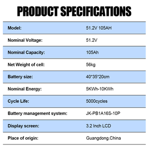 Batterie LiFePO4 KIMBATTERY 51.2V 48V 105Ah pour systèmes solaires et d'alimentation de secours - Product Image 6