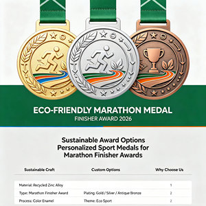 Médailles personnalisées en alliage de zinc recyclé écologiques – Options de récompenses durables pour les finalistes de marathon - Product Image 6