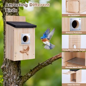 Casas para Pájaros para Exteriores, Caja de Anidación para Pájaros Azules con Protección Metálica Contra Depredadores, Kit de Casa de Pájaros de Madera para Pichones, Golondrinas y Pinzones - Product Image 6
