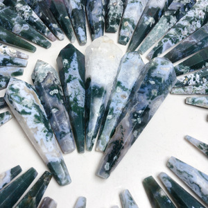 Vente en gros de baguette à pointe en cristal naturel pierre précieuse mousse agate duzy <span class=keywords><strong>pendule</strong></span> pour la décoration - Product Image 3