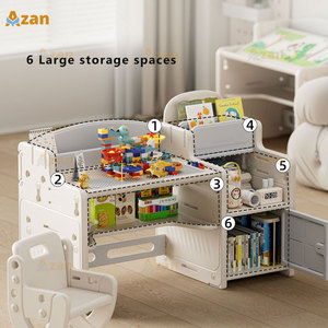 Bureau multifonctionnel 3 en 1 pour enfants, bureau d'apprentissage réglable en hauteur avec chaise, <span class=keywords><strong>table</strong></span> à dessin pour enfants - Product Image 4