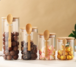 Hot Sale Minimalist <b>Kitchen</b> <b>Storage</b> Set Airtight Microwavable BPA Free Dishwasher Safe Stackable Bamboo Lid Glass Jar Spoon - Product Image 5