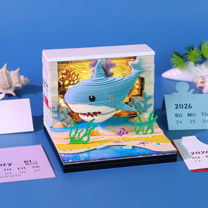 Bloc-notes 3D calendrier personnalisé Note autocollante requin bloc-notes papier découpé signet mignon Animal papeterie cadeau d'anniversaire de noël pour les enfants - Product Image 4