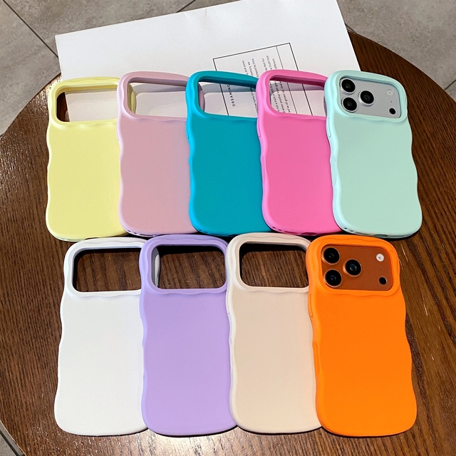 Liquid Silicone Comfortable Skin Touch Solid Color Phone Case for iPhone 17 Pro Max Wave Edges Shockproof Back Cover 16 Pro Max