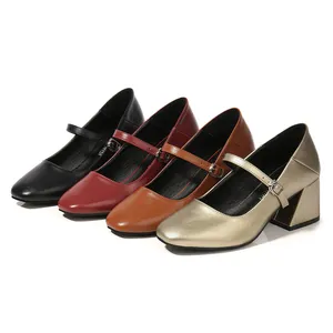 Fancy Heel Ladies Shoes Plus Size Custom Block Heel Mary Jane Block Heels Fancy Women Shoes Ladies Office Shoes Girls Pumps