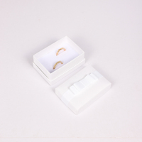 Boîte à bijoux en papier blanc SUNNY PACK avec nœud en ruban, logo personnalisé, boîte cadeau pour bague et boucles d'oreilles, couvercle et base, emballage pour bijoux