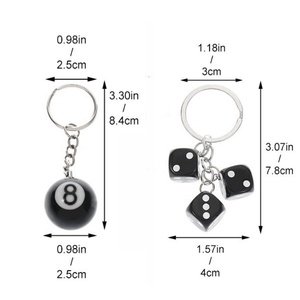 Thời Trang Nhựa 2.5Cm Mini Cue 3D Billiard Lưu Trữ Snooker Hồ Bơi Màu Đen 8 Bóng Keychain - Product Image 2