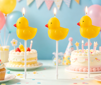 Adorables bougies en cire de paraffine en forme de canard jaune (non parfumées) pour la décoration de gâteaux d'anniversaire pour tout-petits et souvenirs de fête