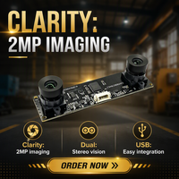 Module de caméra USB à double objectif 2MP avec capteur CMOS pour vision robotique, champ de vision 92°, prise en charge de faible luminosité 0.01Lux, synchronisation de cadres synchronisée, 72dB
