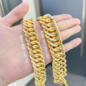 Bracelet pour homme Jxx plaqué or 24 carats, bracelet en or lourd de Dubaï, design bicolore de haute qualité avec breloque et matériau en laiton - Product Image 2