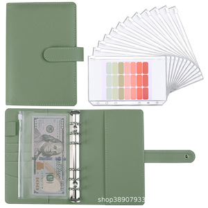 Carnet de budget en cuir PU A6 avec fermeture éclair, 50 feuilles, couleur macaron, idéal pour les achats transfrontaliers et comme cadeau - Product Image 1