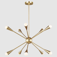 XZ 8 lumières industriel doux or finition Starburst pendentif éclairage milieu du siècle cuisine salle à manger chambre Spoutnik lustre