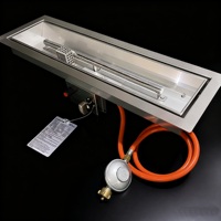 Brûleur à gaz rectangulaire en acier inoxydable à double foyer de 70 cm pour table de foyer extérieure