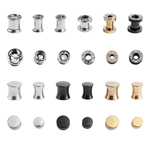 Clásico Acero inoxidable chapado en oro circón oreja medidores túneles tapones Piercing joyería - Product Image 5