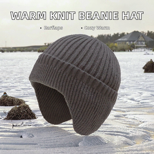 Bonnet d'hiver chaud en coton 100 % avec oreillettes, motif dessin animé et personnages, broderie 3D, coupe-vent et extensible pour homme et femme, idéal pour l'extérieur - Product Image 2