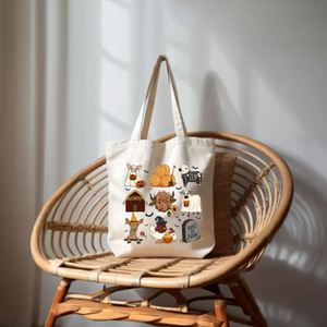 Keymay Spooky Farm Halloween Custom Printed Cotton Canvas Handbag Eco-friendly Reusable Shopping Tote 15x3x16inch Fashionable - Product Image 5