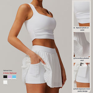 Falda DE TENIS transpirable para exteriores, conjunto de Yoga deportivo ajustado para mujer, sujetador, chaqueta, ropa de Fitness de 3 piezas - Product Image 3