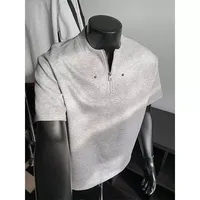 Herenshirt met losse pasvorm, vintage, korte mouwen, zomerse casual stijl, verkrijgbaar in grijs en zwart, groothandelsmaten M tot XXXL