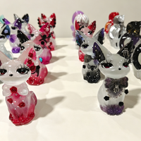 Figurine de renard/chat en sélénite et résine faite à la main, peinte au cristal, 10 cm, pour décoration ou cadeau (vente en gros)
