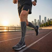 Calcetines de Compresión hasta la Rodilla, Tejidos y Transpirables, con Detalle en el Puño, para Correr y Actividades Atléticas, Calcetines Deportivos para Hombre, Personalizados OEM