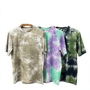 Camiseta de Cuello Redondo de Algodón 100% Tejido, de Corte Regular y Peso Pesado para Hombre, con Estampado Tie-Dye, Transpirable, Informal, Promocional y de Bajo Costo - Product Image 2