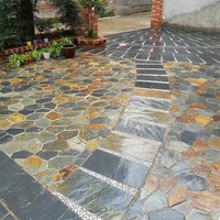 Ventes directes d'usine Bon prix Patio extérieur Pavage de jardin Carrelages de sol en pierre d'ardoise rouillée naturelle