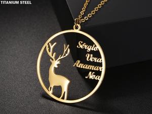 Collane regalo con alce in acciaio inossidabile nome personalizzato placcato in oro da donna collane con ciondolo a catena lunga con lettere di Natale - Product Image 5