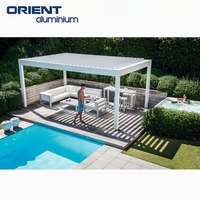 Panneaux solaires transparents de style moderne Pergola Patio persiennes automatiques Toit persienne Pergola en aluminium