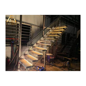Escalera Flotante Personalizada con Inserto <span class=keywords><strong>de</strong></span> Pared <span class=keywords><strong>de</strong></span> Hormigón Reforzado, Peldaños <span class=keywords><strong>de</strong></span> Madera <span class=keywords><strong>de</strong></span> Nogal Sólido, Escalera con Iluminación LED en los Peldaños - Product Image 2