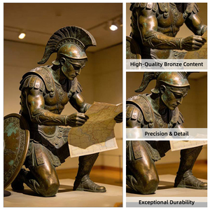 Scultura in Bronzo Decorativa di Alta Qualità, Personalizzata, Famosa Opera d'Arte Moderna a Grandezza Naturale di Samurai che Visualizza la Mappa - Product Image 4