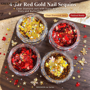 Lentejuelas Brillantes para Decoración de Uñas de Año Nuevo Rojo, Mezcla de Lentejuelas con Puntos, Copos de Nieve y Lingotes de Oro, Lentejuelas Brillantes para Decoración de Uñas al por Mayor - Product Image 3