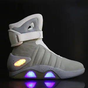 工厂原装高品质三模式USB充电发光二极管高帮篮球鞋回到未来鞋