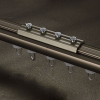 Rail de rideau coulissant en alliage d'aluminium, type Roman Rod, simple et double, fixation supérieure et latérale, avec roulettes