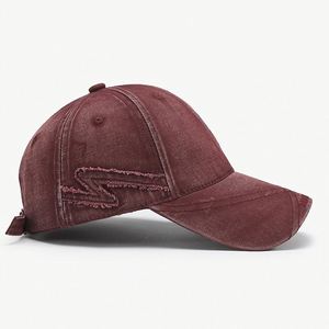 Casquette de baseball 6 panneaux unisexe en coton délavé et vieilli avec broderie de lettres, ajustable, pour le printemps et l'été, style streetwear - Product Image 2