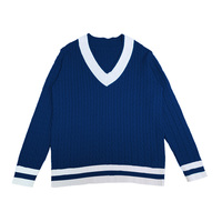 Pull décontracté personnalisé pour femme en mélange de coton de haute qualité, col en V, avec logo frontal pour sororité ou équipe scolaire, tricot grec 7GG, collection automne