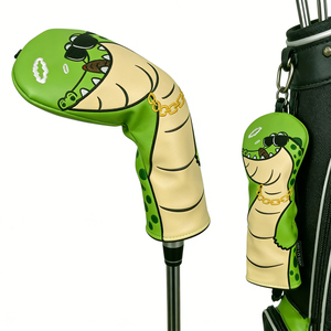 Housse de club de <span class=keywords><strong>golf</strong></span> en cuir PU imperméable brodée motif alligator de dessin animé avec doublure en peluche pour driver, fairway et hybride - Product Image 2