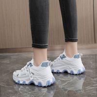 Baskets Chunky à Plateforme pour Femme, Rehaussantes, en Cuir Patchwork, Antidérapantes, à Semelle Épaisse, Tendance, pour la Marche et le Sport